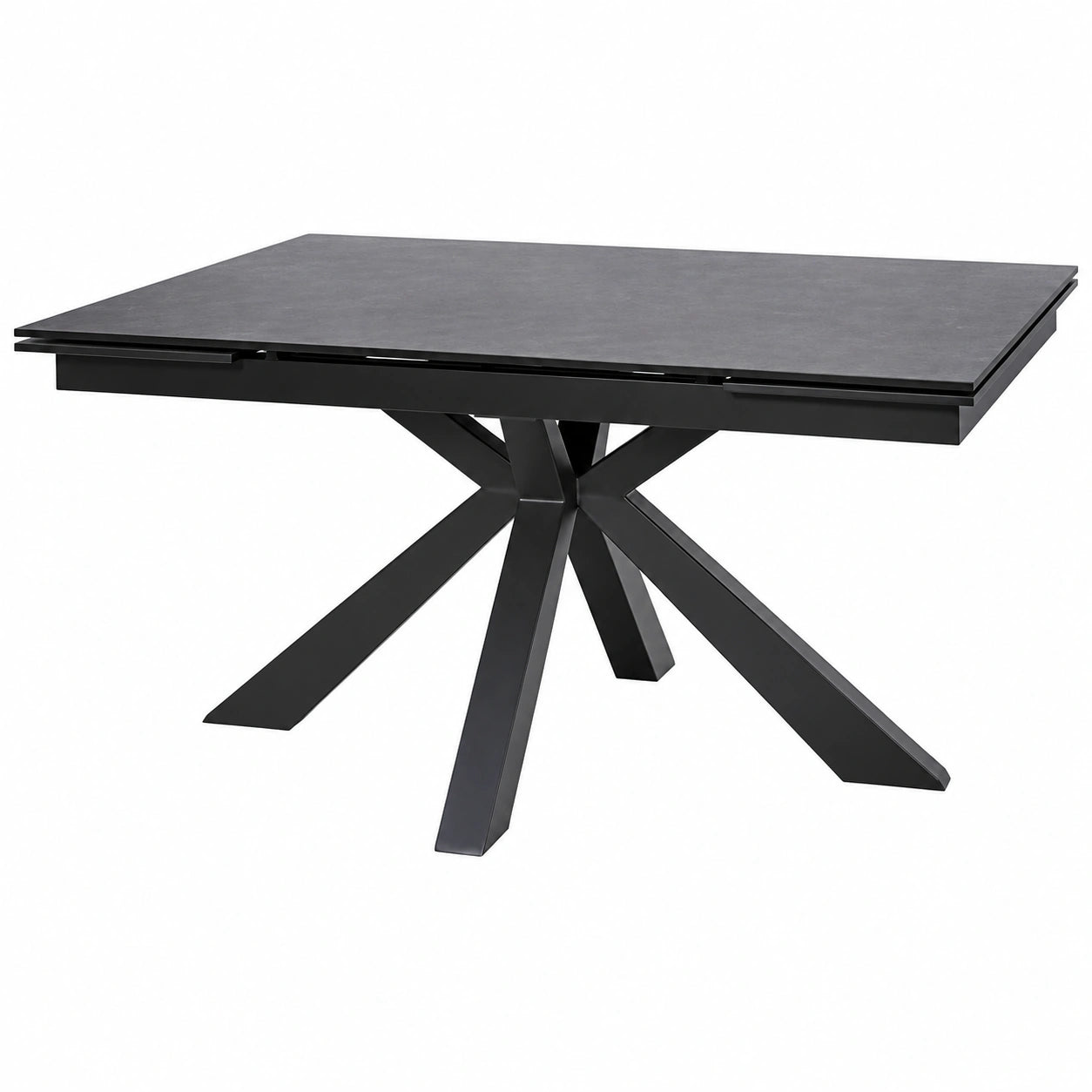 Tavolo Estensibile in Ceramica Antracite con Gambe in Metallo Nero, 160x90x76 cm