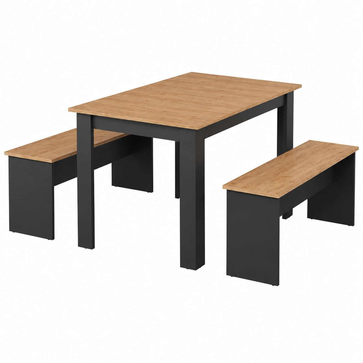 Set tavolo e panche Vicco Sentio, antracite/rovere dorato, salvaspazio per sala da pranzo e cucina