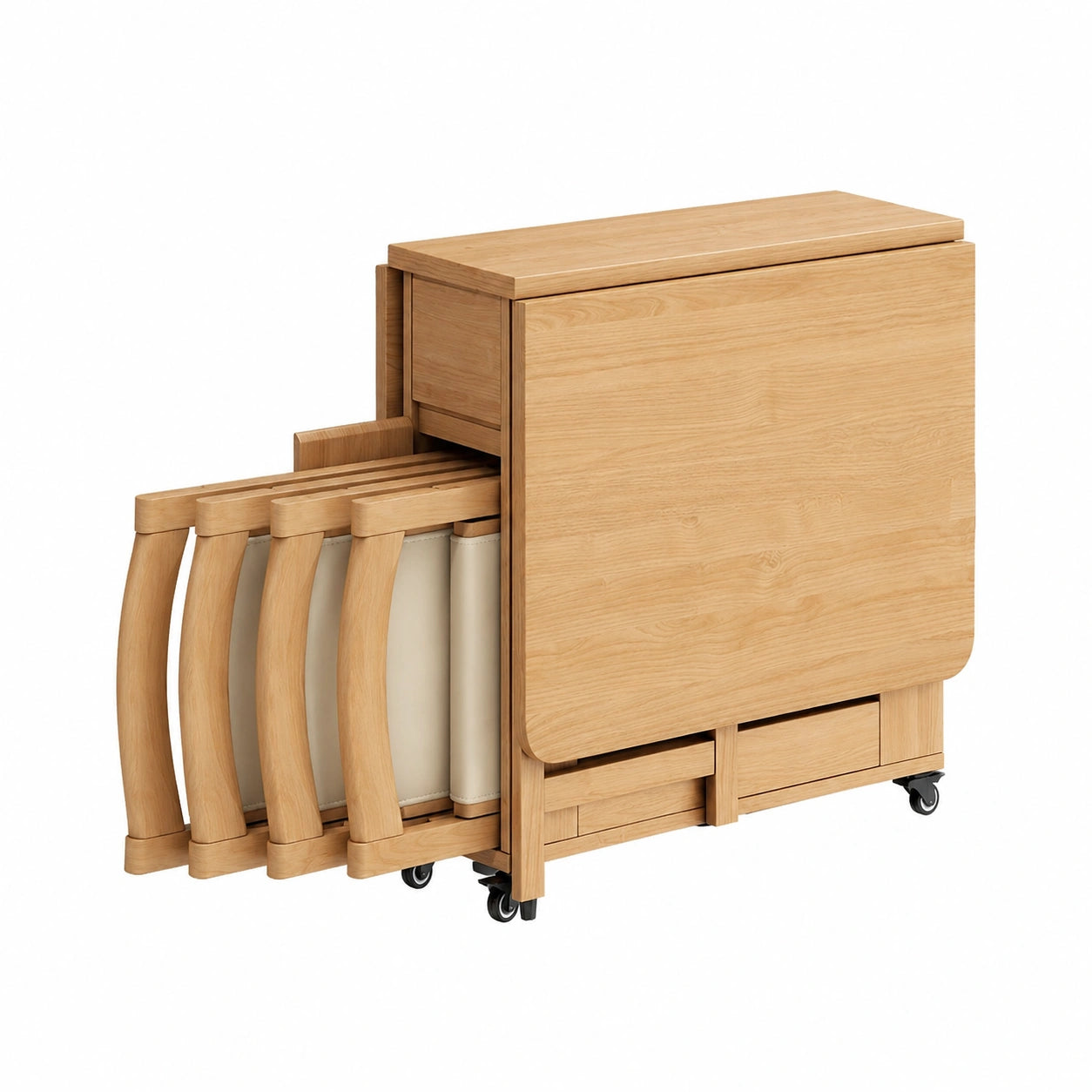 Set Tavolo Pieghevole e Sedie in Legno per Cucina e Soggiorno