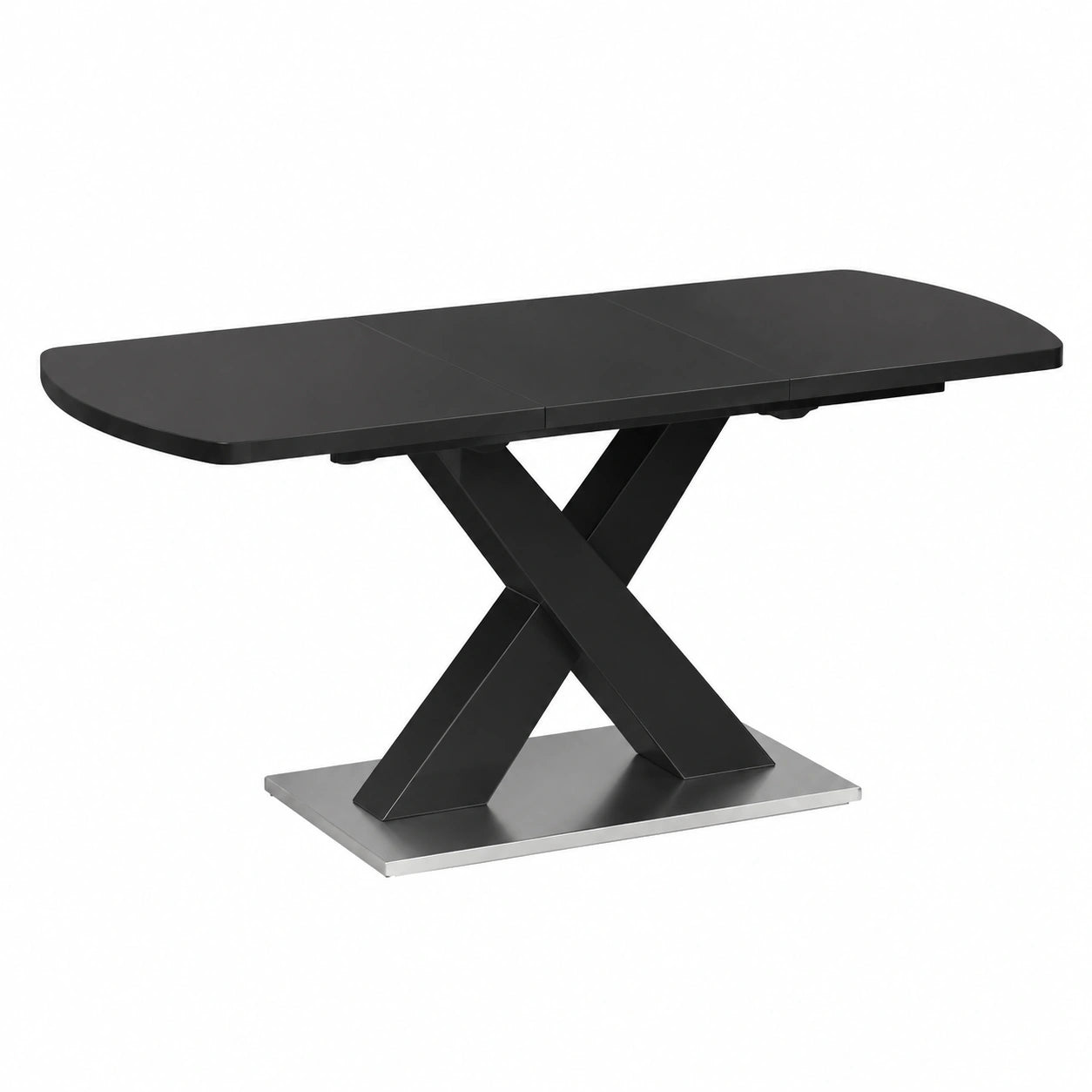 Tavolo da pranzo allungabile Chinto nero con struttura a X, 120-160x80 cm