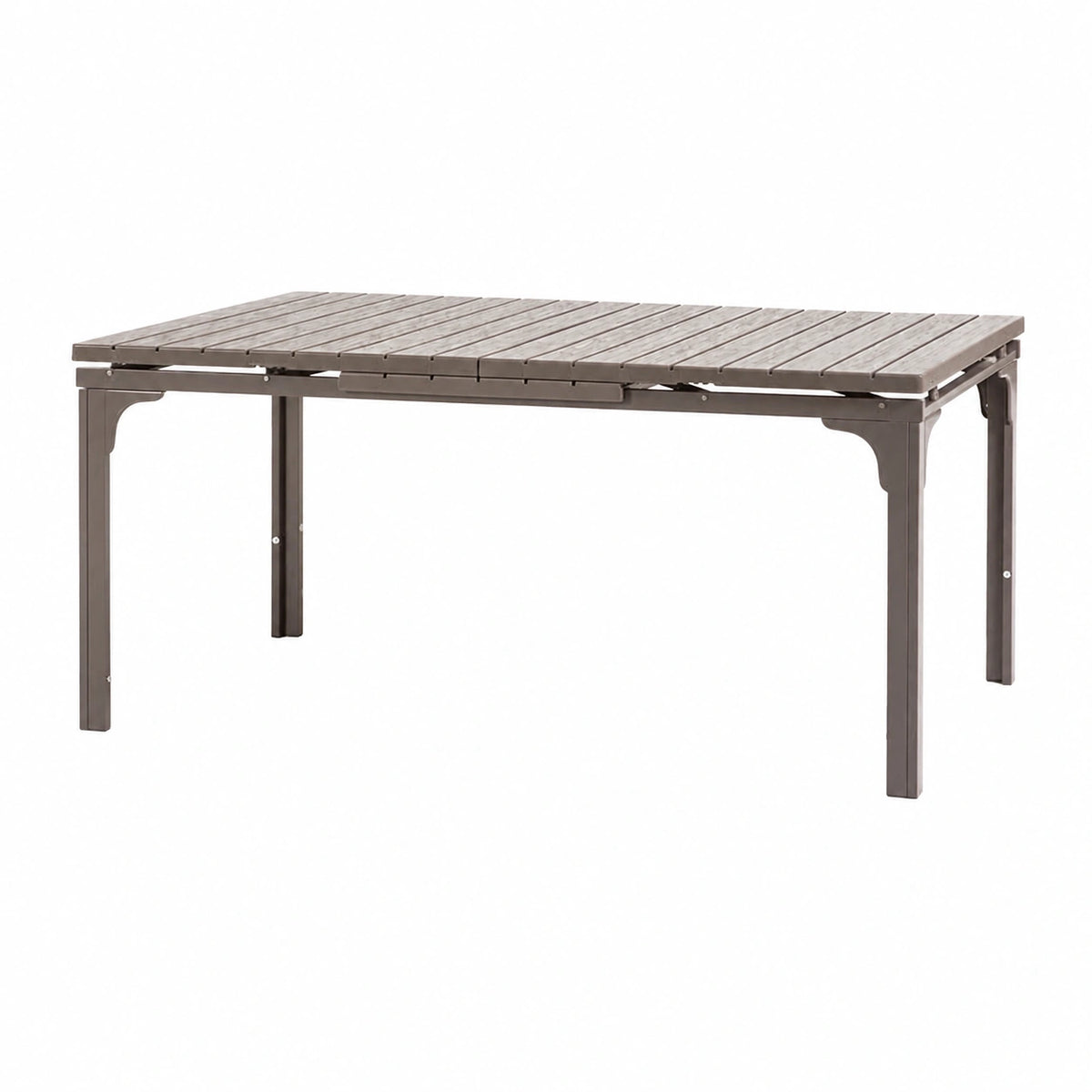 Tavolo da Giardino Allungabile 180/240x90 cm, Fino a 10 Persone, Gambe in Acciaio, Top Effetto Legno, Tortora