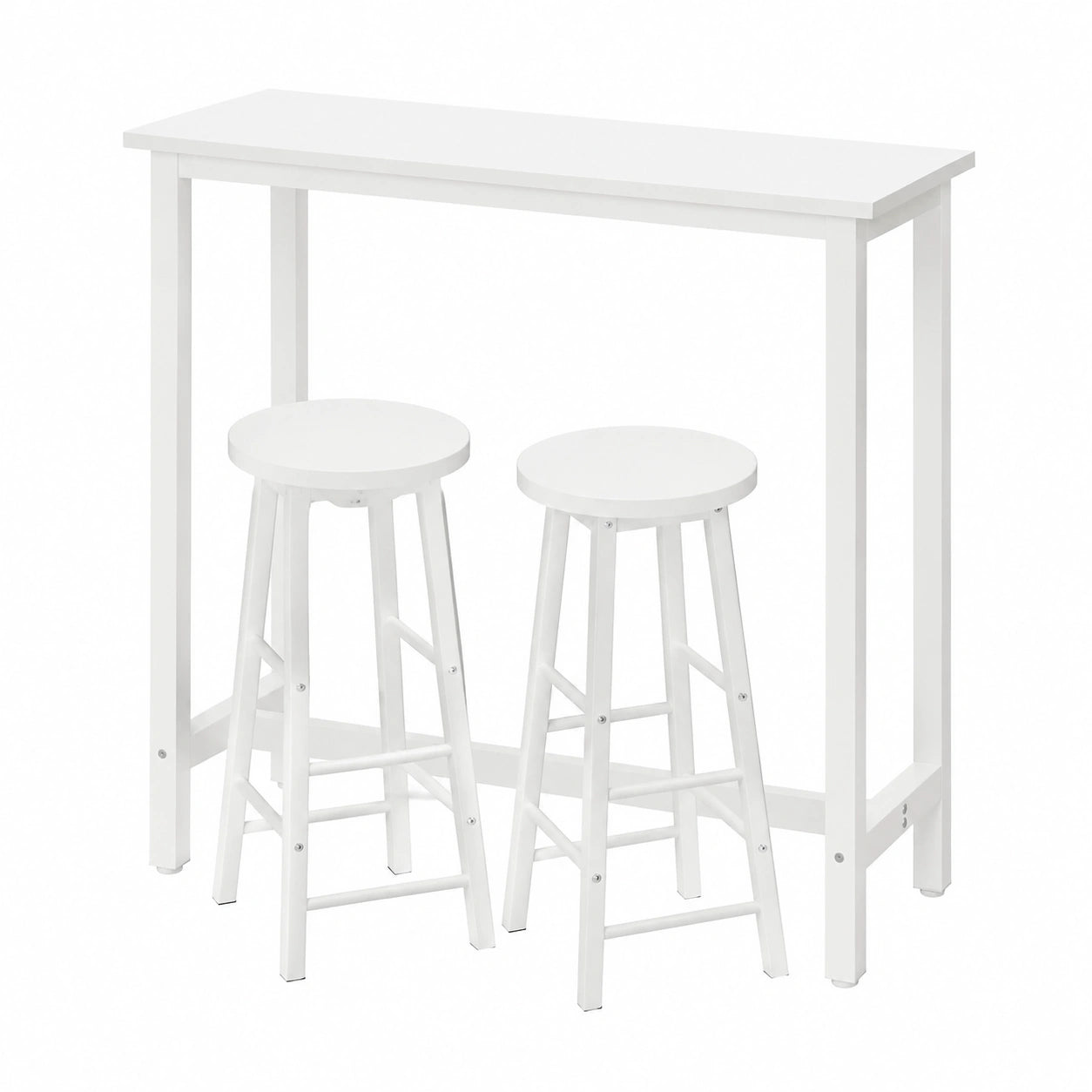 Set Tavolo e Sgabelli da Bar, Design Industriale in Metallo Bianco