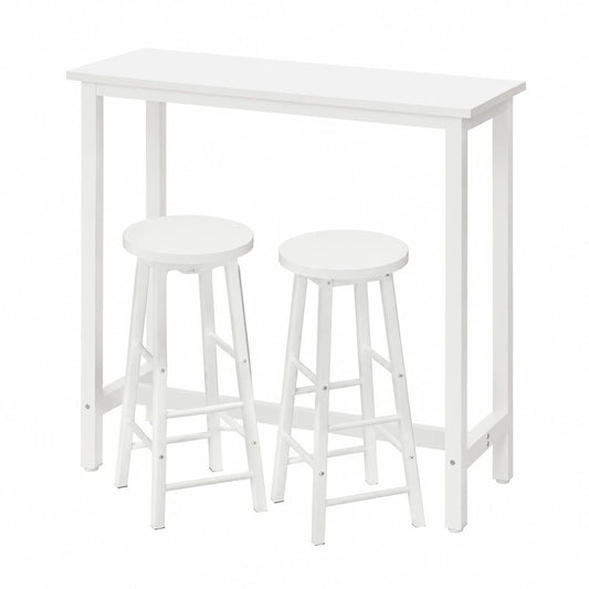 Set Tavolo e Sgabelli da Bar, Design Industriale in Metallo Bianco