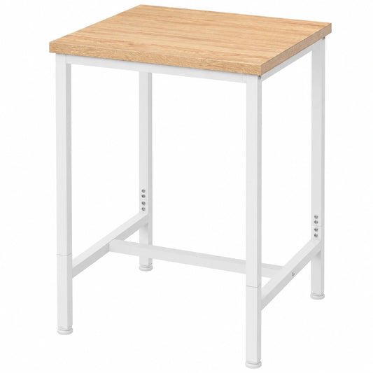 WOLTU Tavolo Alto da Bar in Metallo e Legno, Design Moderno per Cucina e Soggiorno, Rovere Chiaro e Bianco