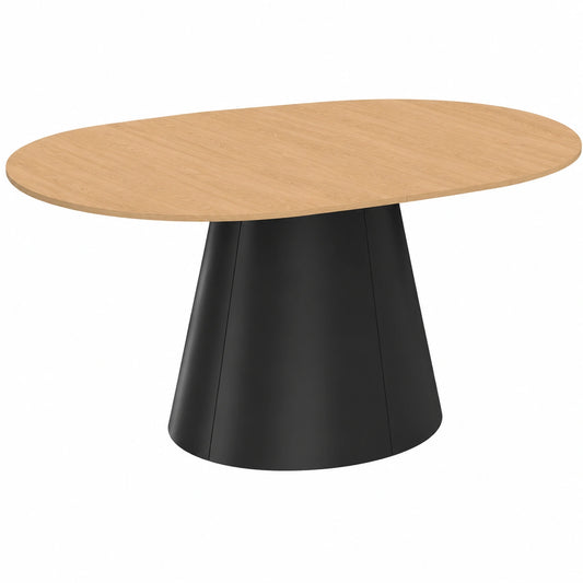 IDMarket - Tavolo rotondo allungabile ANGELE per sala da pranzo, 4-8 posti, legno effetto faggio, gambe nere