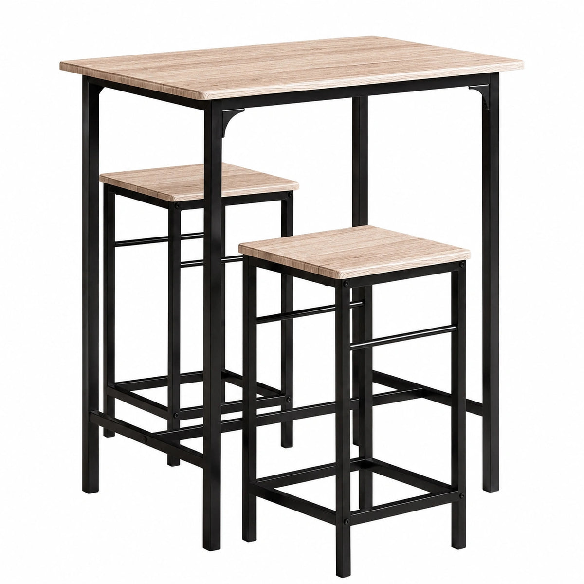 Set Tavolo Alto e 2 Sgabelli per Cucina e Balcone, Design Industriale Moderno - Tavolino da Esterno per Giardino