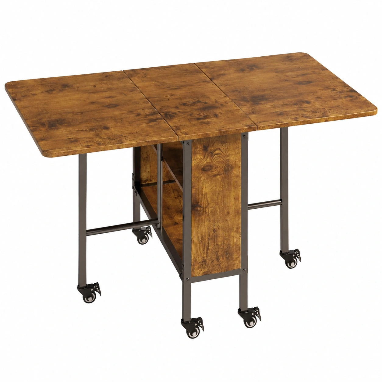 Tavolo Pieghevole Salvaspazio con Scaffale, Perfetto per Cucina e Ufficio, 4-6 Persone, 130x80x74 cm