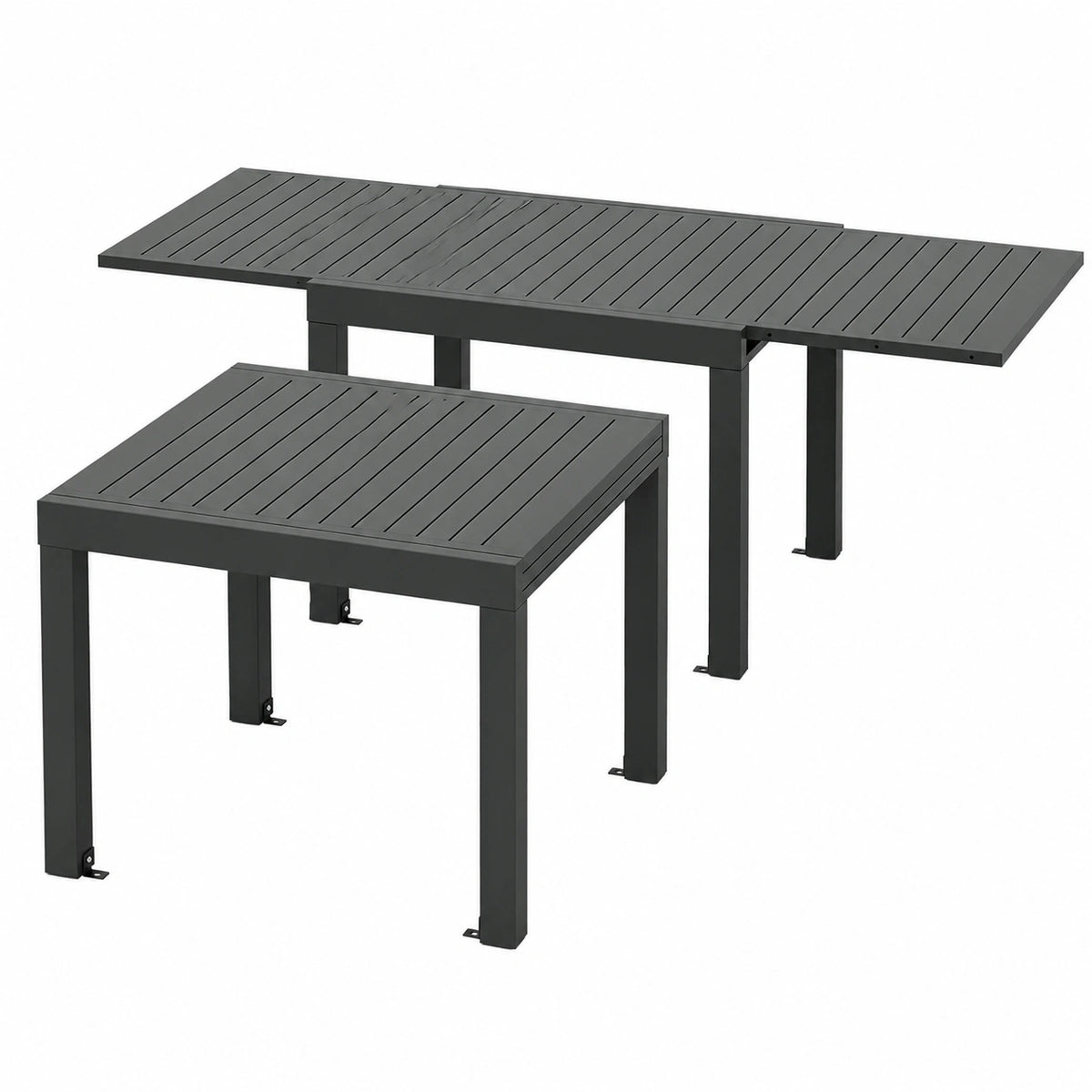 Tavolo da Giardino Allungabile in Alluminio 80/160cm per Balcone, Resistente alle Intemperie, Grigio Scuro