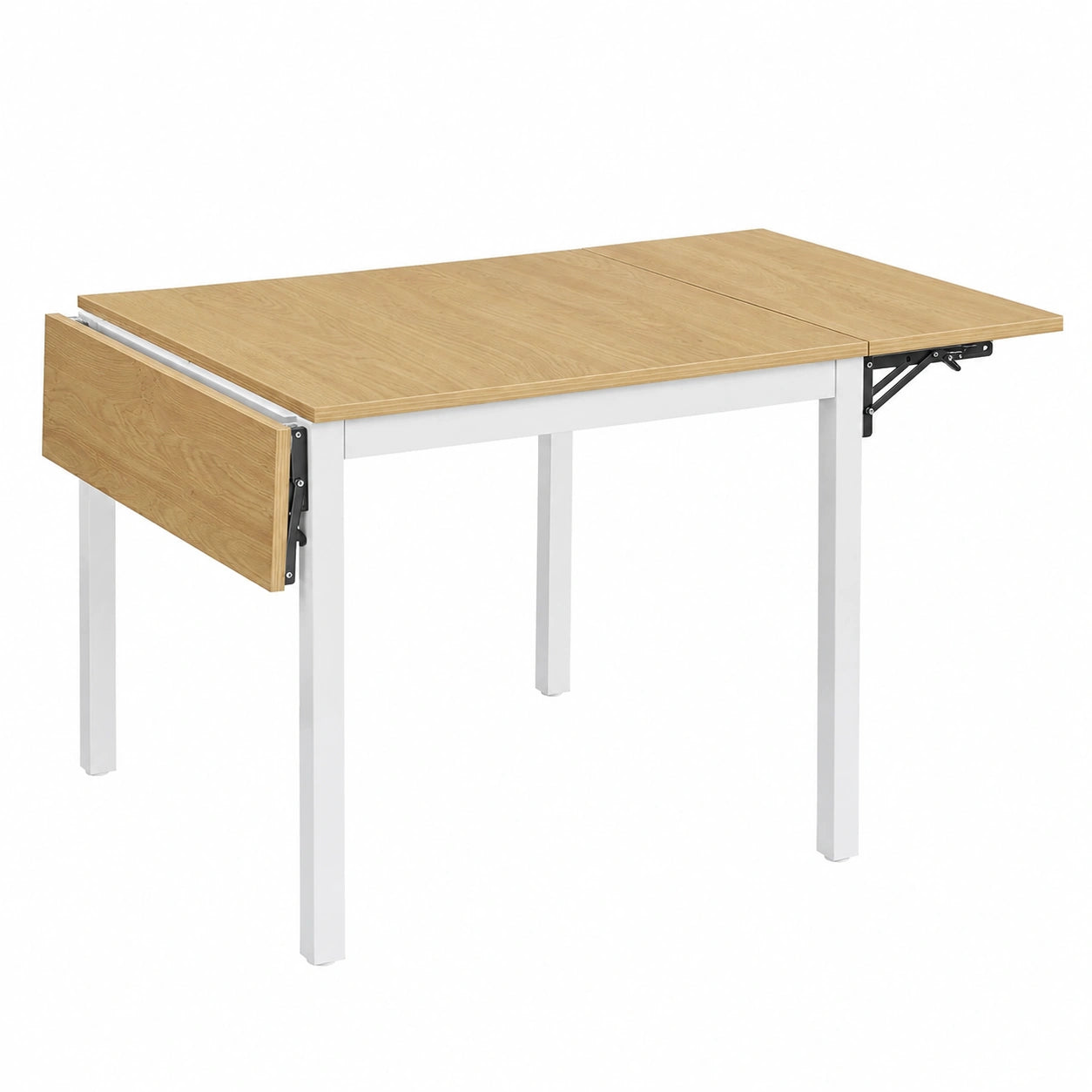 Tavolo Pieghevole da Pranzo per 2-4 Persone, Salvaspazio, MDF e Acciaio, Colore Naturale/Bianco 76x120x78 cm