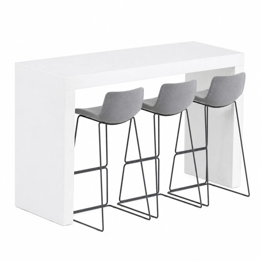 Tavolo Alto da Cucina Evolution 180x60 in Frassino Bianco, 6 Posti, Produzione Italiana