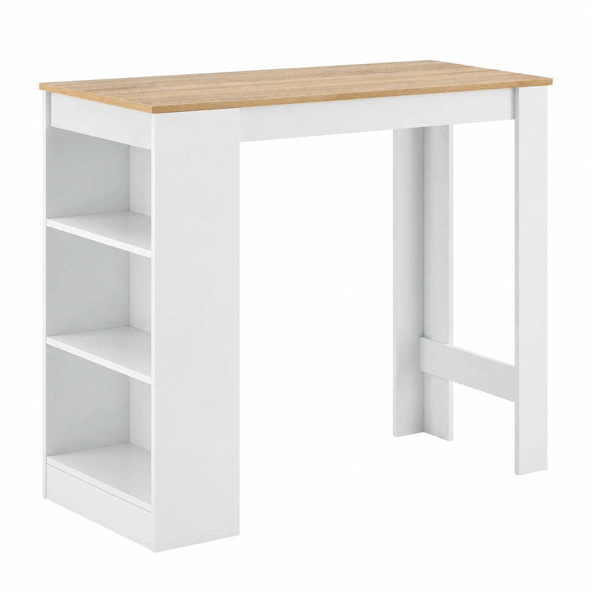 Tavolo Alto da Bar con Ripiani Portaoggetti 110x50x103 cm - Bianco Rovere