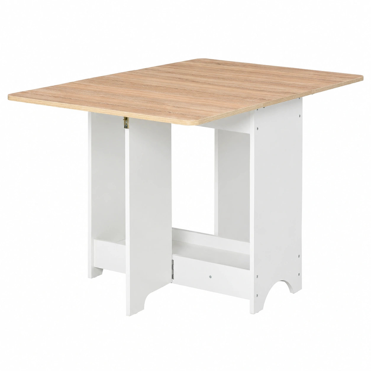 Tavolo Consolle Pieghevole Salvaspazio in Legno e Bianco, 118x80x72cm
