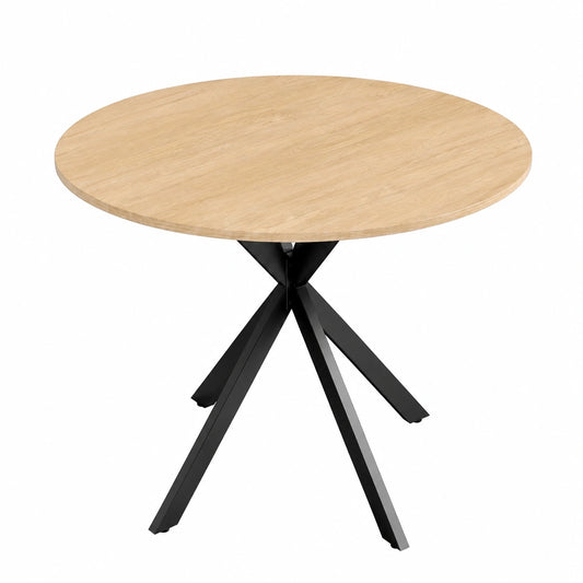 HOMCOM Tavolo Rotondo Ø80 cm in Stile Industriale, Piano Effetto Legno e Gambe in Acciaio, per 2-4 Persone